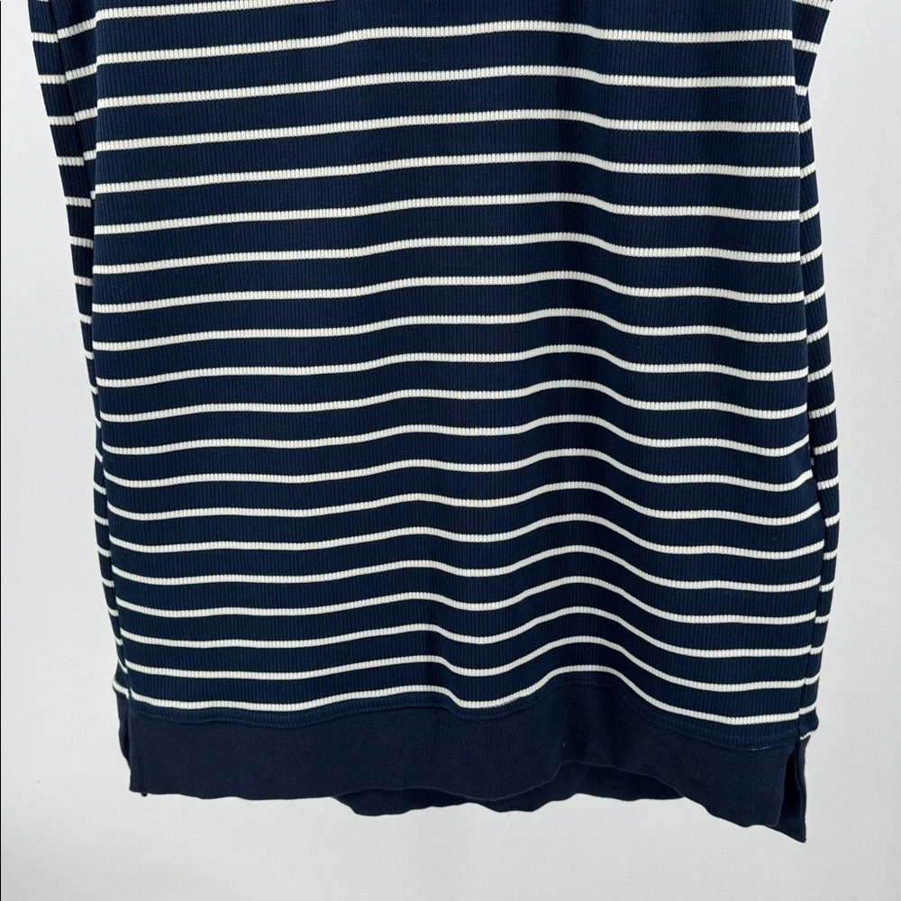 Entro Navy and White Striped Mini Dress sleeveless ribbed coastal nautical M